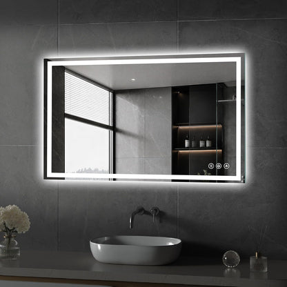 48x36 LED Bathroom Mirror with Light, Anti-Fog, 3 Colors - Colors A