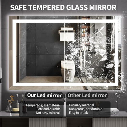48x36 LED Bathroom Mirror with Light, Anti-Fog, 3 Colors - Colors A