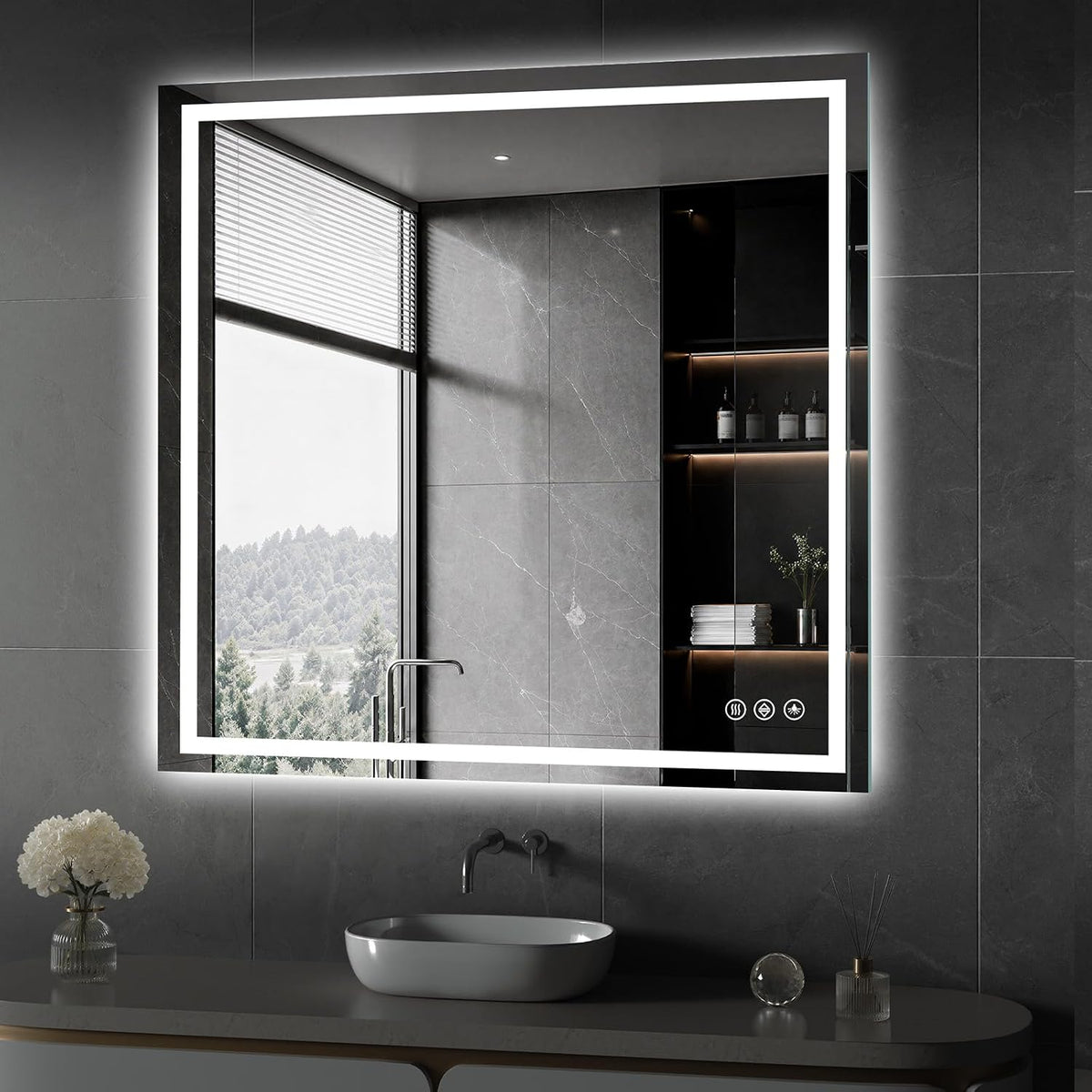 48x36 LED Bathroom Mirror with Light, Anti-Fog, 3 Colors - Colors A