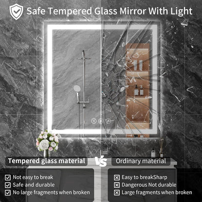 48x36 LED Bathroom Mirror with Light, Anti-Fog, 3 Colors - Colors A