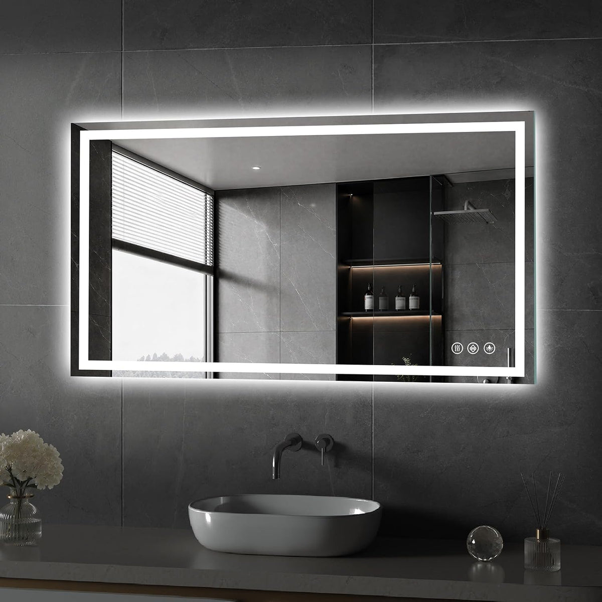 48x36 LED Bathroom Mirror with Light, Anti-Fog, 3 Colors - Colors A