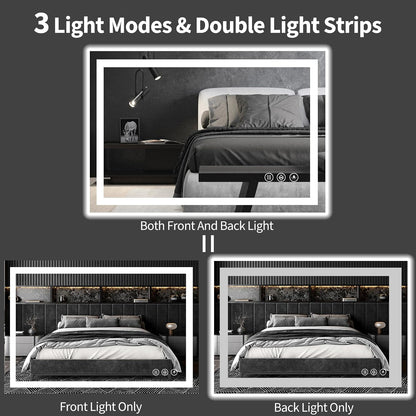 48x36 LED Bathroom Mirror with Light, Anti-Fog, 3 Colors - Colors A