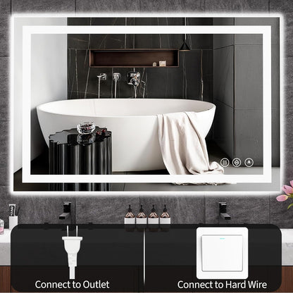 48x36 LED Bathroom Mirror with Light, Anti-Fog, 3 Colors - Colors A