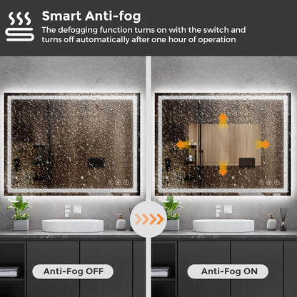 48x36 LED Bathroom Mirror with Light, Anti-Fog, 3 Colors - Colors A
