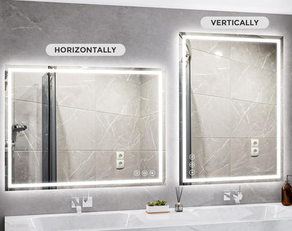 48x36 LED Bathroom Mirror with Light, Anti-Fog, 3 Colors - Colors A