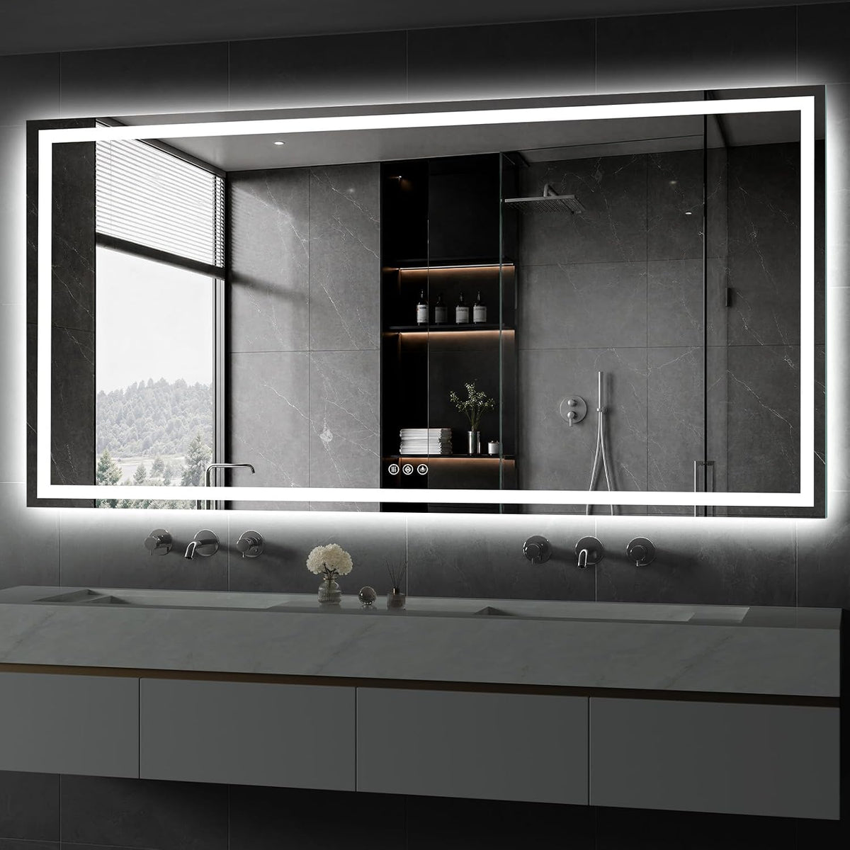 48x36 LED Bathroom Mirror with Light, Anti-Fog, 3 Colors - Colors A