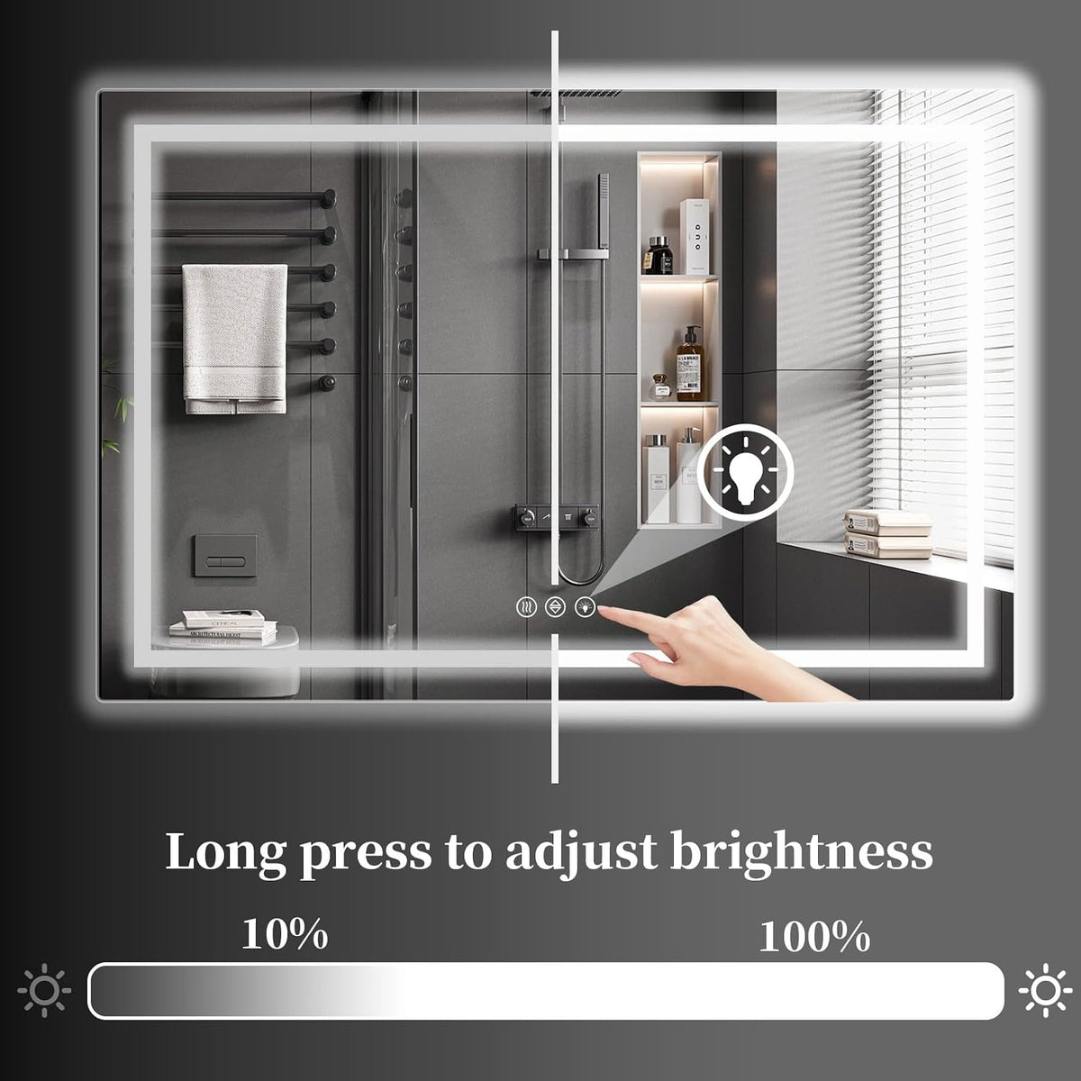 48x36 LED Bathroom Mirror with Light, Anti-Fog, 3 Colors - Colors A