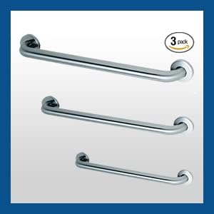 Prestige Commercial Grab Bar Bundle 3-Pack 1.5in Dia 18/36/42in ADA | Satin-Finish Stainless Steel; 1.5in Diameter; lengths 18/36/42in; 3-piece assortment; ADA compliant