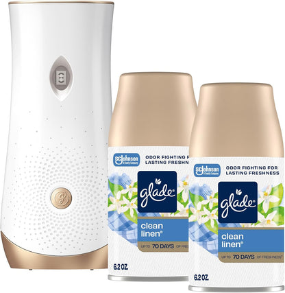 Automatic Spray Air Freshener Kit, Clean Linen, Holder + 2 Refills