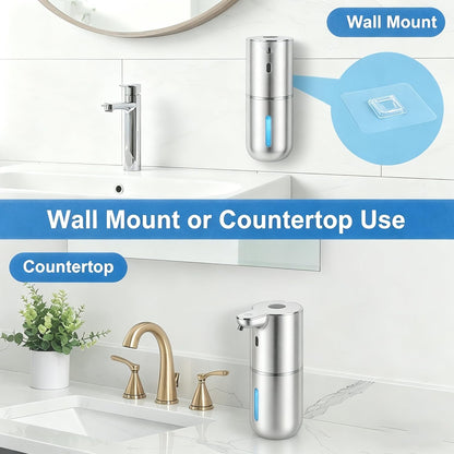 Automatic Soap Dispenser, Hand Soap Dispenser 12.8oz/380ml Smart Rechargeable, Liquid Soap Dispensers with 6-Level Touchless, Wall Mounted or Countertop Dish Soap Dispensing for Bathroom & Kitchen
