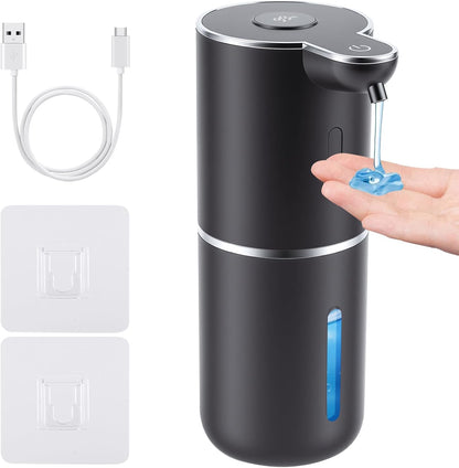 Automatic Soap Dispenser, Hand Soap Dispenser 12.8oz/380ml Smart Rechargeable, Liquid Soap Dispensers with 6-Level Touchless, Wall Mounted or Countertop Dish Soap Dispensing for Bathroom & Kitchen