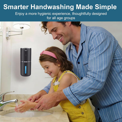 Automatic Soap Dispenser, Hand Soap Dispenser 12.8oz/380ml Smart Rechargeable, Liquid Soap Dispensers with 6-Level Touchless, Wall Mounted or Countertop Dish Soap Dispensing for Bathroom & Kitchen