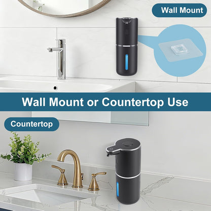 Automatic Soap Dispenser, Hand Soap Dispenser 12.8oz/380ml Smart Rechargeable, Liquid Soap Dispensers with 6-Level Touchless, Wall Mounted or Countertop Dish Soap Dispensing for Bathroom & Kitchen