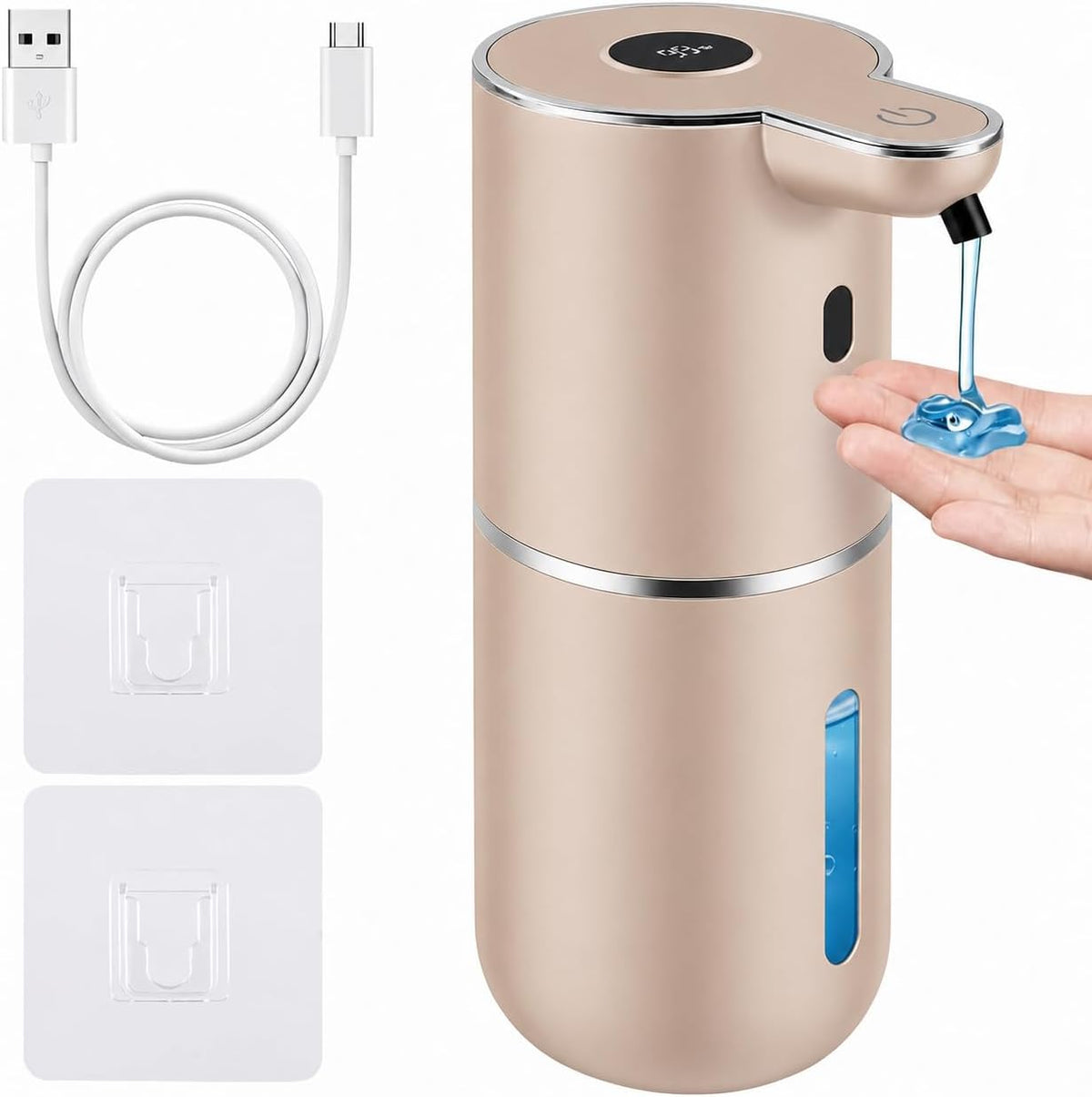 Automatic Soap Dispenser, Hand Soap Dispenser 12.8oz/380ml Smart Rechargeable, Liquid Soap Dispensers with 6-Level Touchless, Wall Mounted or Countertop Dish Soap Dispensing for Bathroom & Kitchen