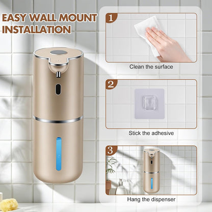 Automatic Soap Dispenser, Hand Soap Dispenser 12.8oz/380ml Smart Rechargeable, Liquid Soap Dispensers with 6-Level Touchless, Wall Mounted or Countertop Dish Soap Dispensing for Bathroom & Kitchen