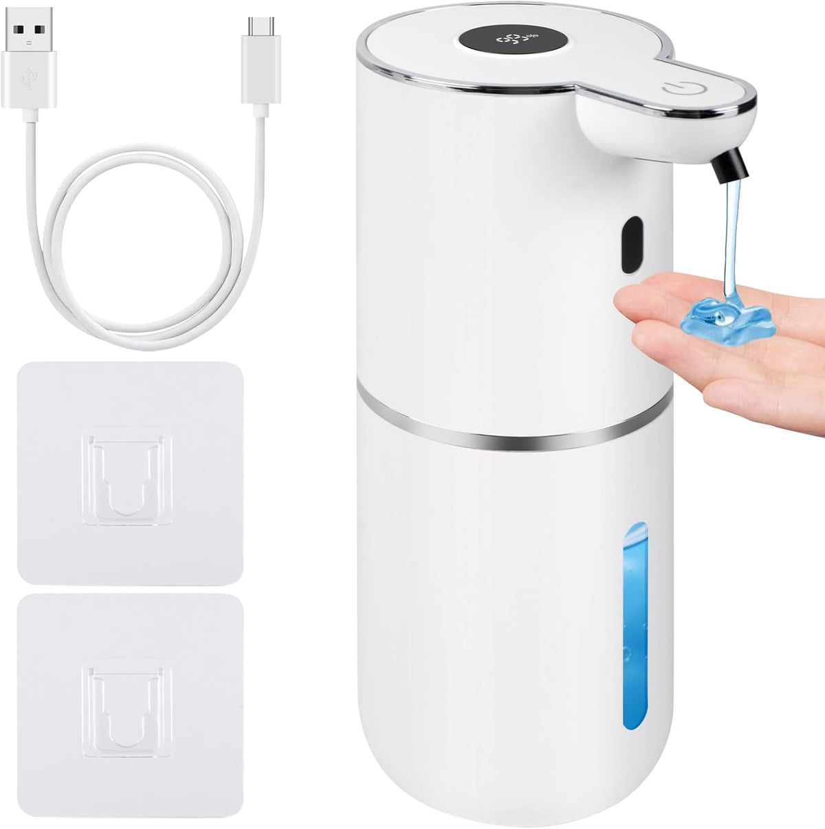 Automatic Soap Dispenser, Hand Soap Dispenser 12.8oz/380ml Smart Rechargeable, Liquid Soap Dispensers with 6-Level Touchless, Wall Mounted or Countertop Dish Soap Dispensing for Bathroom & Kitchen