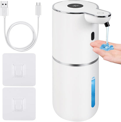 Automatic Soap Dispenser, Hand Soap Dispenser 12.8oz/380ml Smart Rechargeable, Liquid Soap Dispensers with 6-Level Touchless, Wall Mounted or Countertop Dish Soap Dispensing for Bathroom & Kitchen