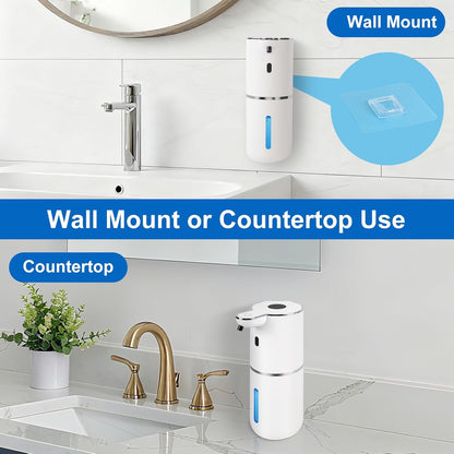 Automatic Soap Dispenser, Hand Soap Dispenser 12.8oz/380ml Smart Rechargeable, Liquid Soap Dispensers with 6-Level Touchless, Wall Mounted or Countertop Dish Soap Dispensing for Bathroom & Kitchen