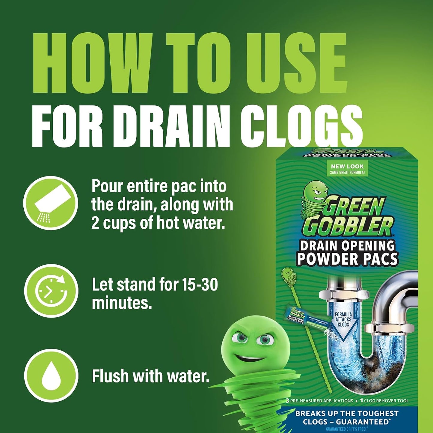 Drain Clog Remover & Drain Cleaner Powder (5 Pacs & 5 Tools)