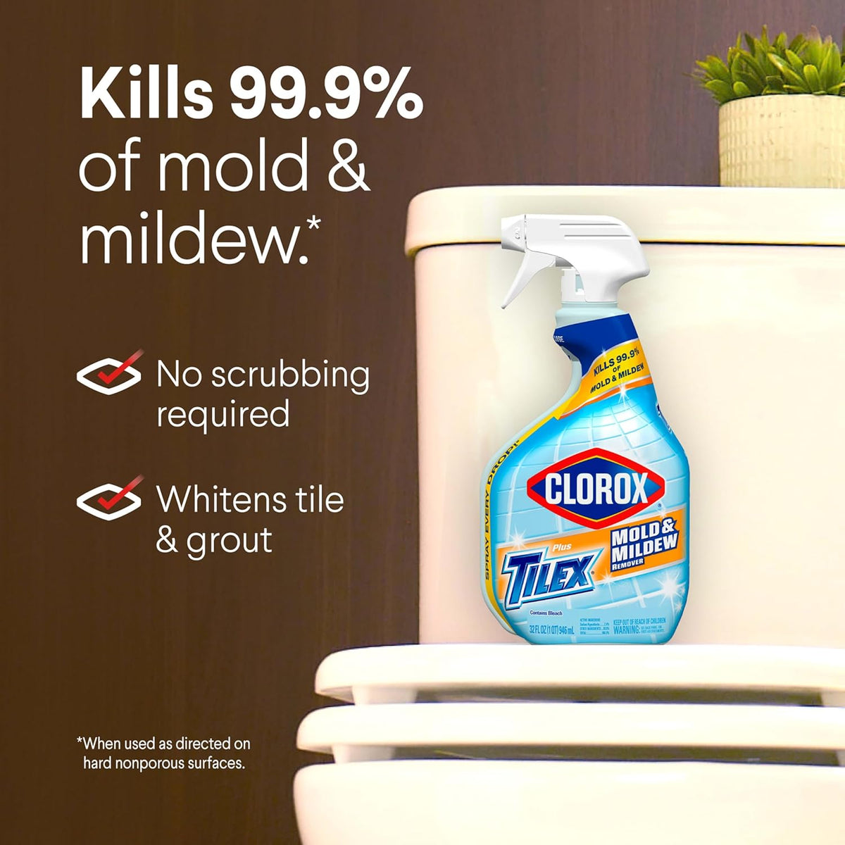Clorox Plus Mold and Mildew Remover with Bleach, Spray Bottle, 32 Fl Oz (Package May Vary)