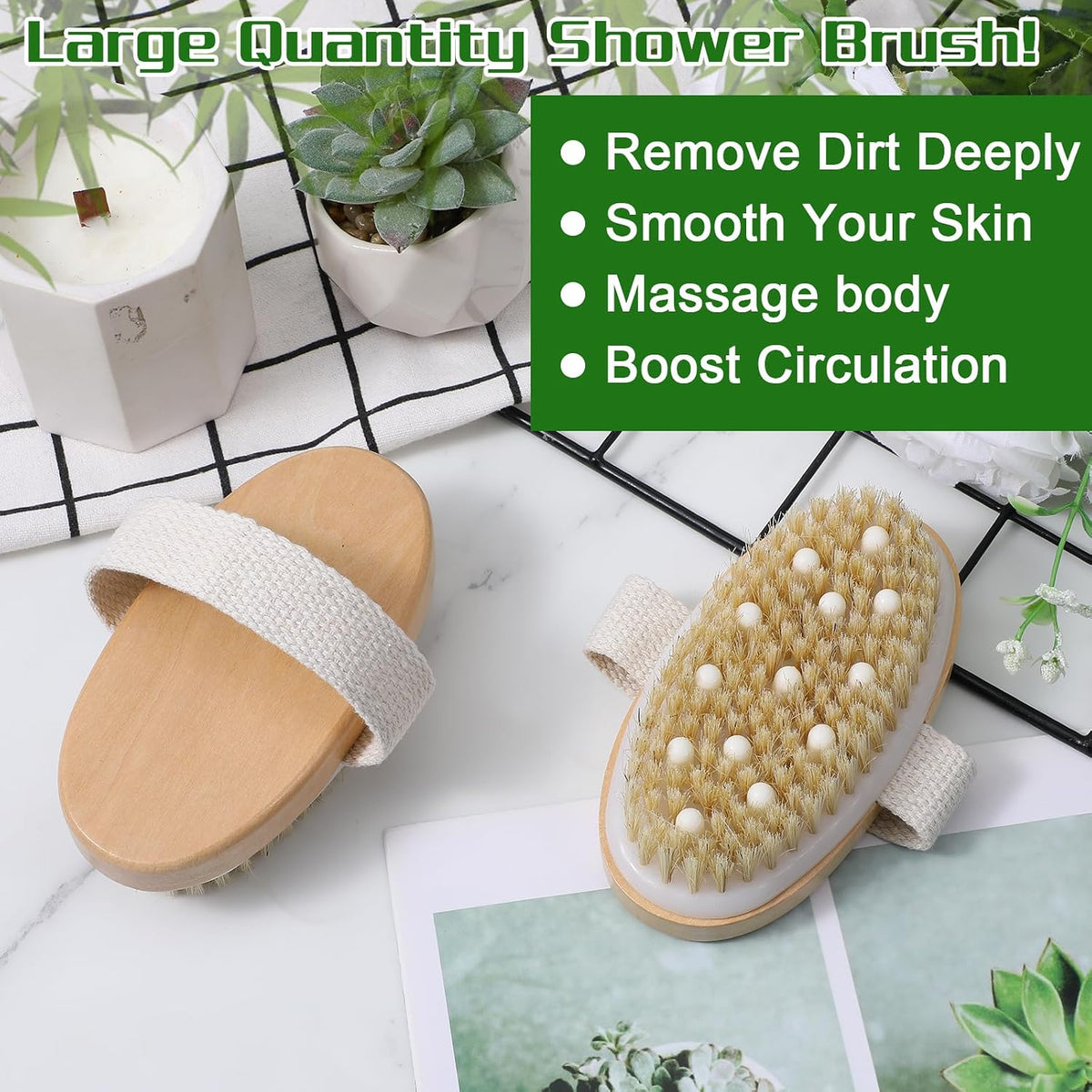12 Pcs Dry Brushing Body Brush Exfoliating Brush with Massage Nodule Dry Skin Body Scrubber for Shower Bath Back Circulation Improvement Dead Skin Remove Beauty Exfoliator