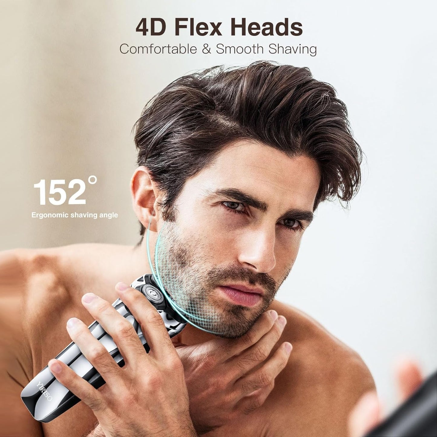 YIRISO Electric Razor for Men, 9000 RPM Smooth Rotary Shaver | 90Min Long-Lasting, 4D Floating Head, LCD Display, Sensitive Skin Suitable, IPX6 Waterproof, USB-C , Travel Lock& Travel Case