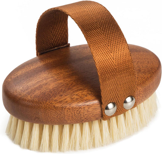 Dry Brushing Body Brush for Lymphatic Drainage & Cellulite Relief | Natural Boar Bristle lymphatic Dry Brush, Medium Firmness for Improved Blood Circulation