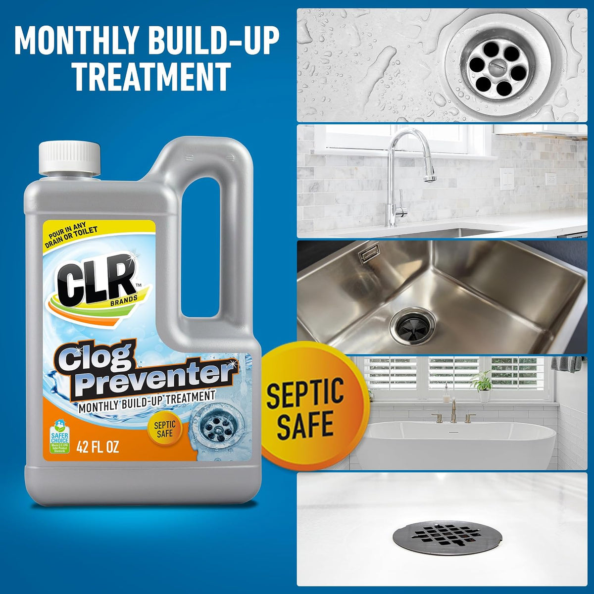 Clear Pipes & Drains Clog Remover and Cleaner, 42 oz.. Bottle