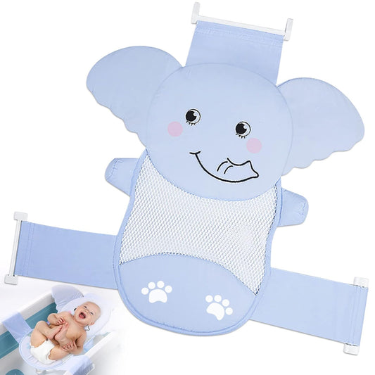 Baby Bath Seat Support Net, Quick Drying, Adjustable, Comfortable, Non-Slip, Infant Bathtub Sling Shower Mesh for a Tub, with Safety Support Corners (Blue)