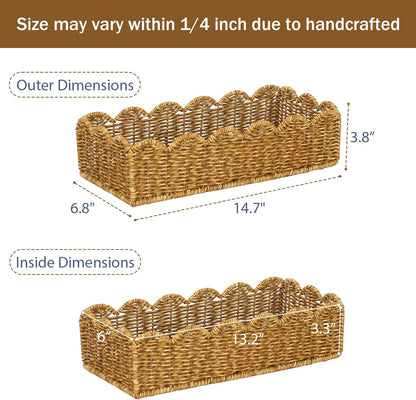 Scalloped Toilet Paper Basket: Water-Resistant Handmade Organizer - Natural Tan for Organic Back of Toilet Tank top & Scandinavian Kitchens
